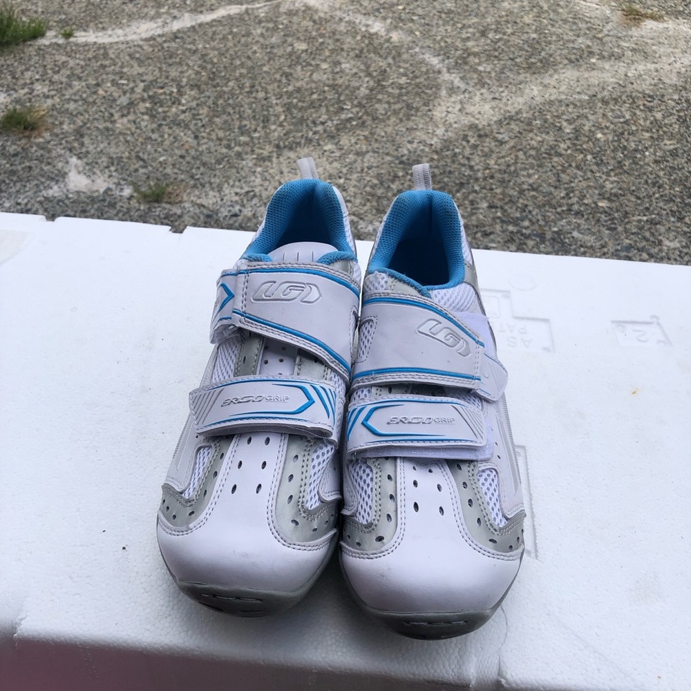 Louis Garneau Ergo Grip Cycling Shoes Women's White/Silver/Blue Size 9 - Picture 10 of 13